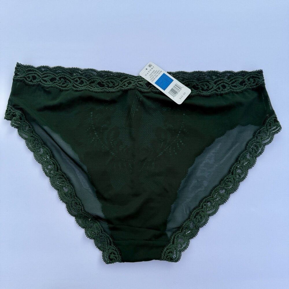 NWT Natori Feathers Lace Panty Women's S or XL Dark Green Underwear Bottom - Picture 2 of 3